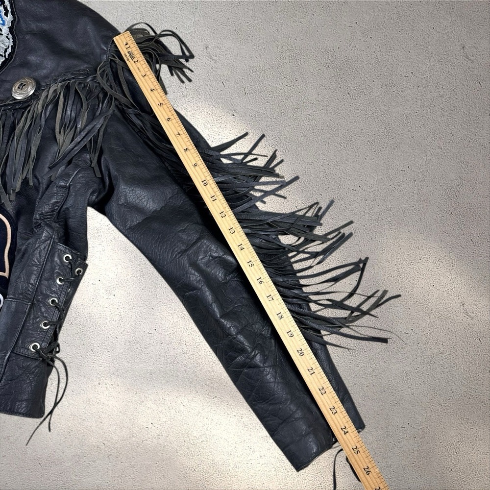 Vintage Shaf Front Leather Biker Jacket Size 46 Harley Patches Motorcycle Club - Picture 12 of 12